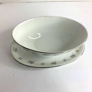 Symco Avella 25/600 Gravy Boat Dish Leaves White Blue Green preowned good condit